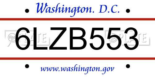 6LZB553 District Of Columbia License Plate