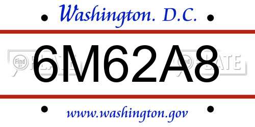 6M62A8 District Of Columbia License Plate