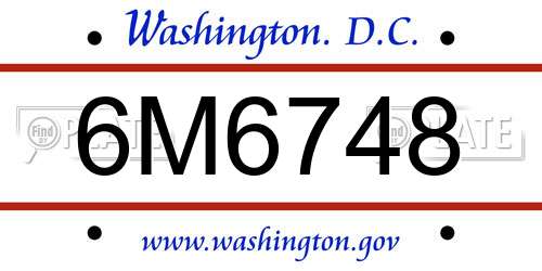 6M6748 District Of Columbia License Plate