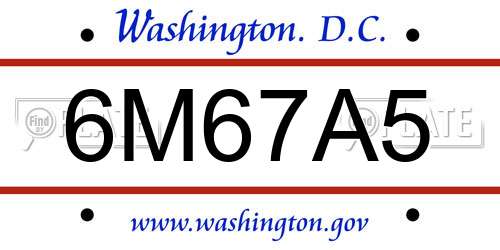 6M67A5 District Of Columbia License Plate