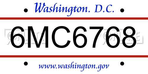 6MC6768 District Of Columbia License Plate