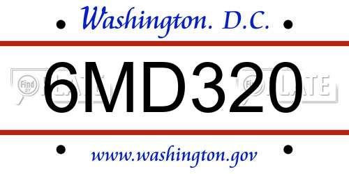 6MD320 District Of Columbia License Plate