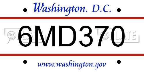 6MD370 District Of Columbia License Plate