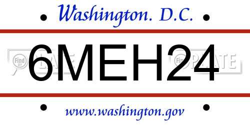 6MEH24 District Of Columbia License Plate