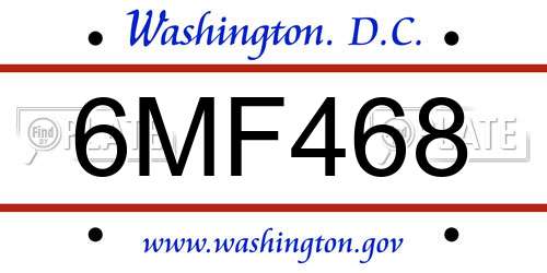 6MF468 District Of Columbia License Plate