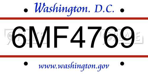 6MF4769 District Of Columbia License Plate