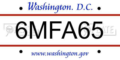 6MFA65 District Of Columbia License Plate