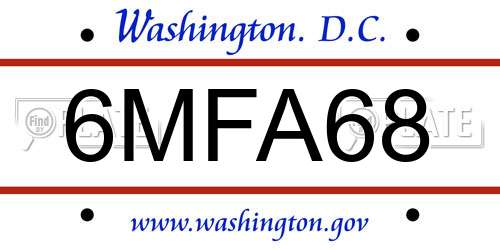 6MFA68 District Of Columbia License Plate