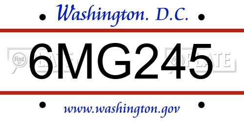 6MG245 District Of Columbia License Plate