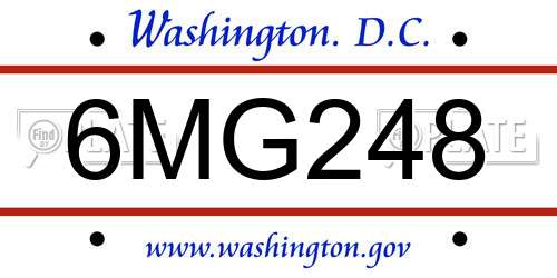 6MG248 District Of Columbia License Plate