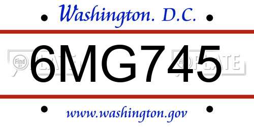6MG745 District Of Columbia License Plate