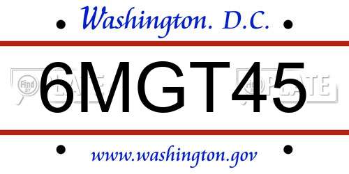 6MGT45 District Of Columbia License Plate