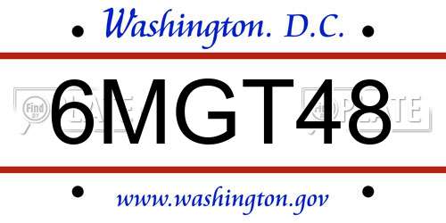 6MGT48 District Of Columbia License Plate