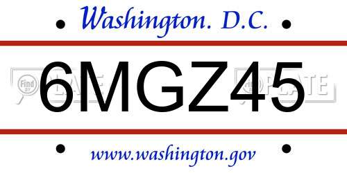 6MGZ45 District Of Columbia License Plate
