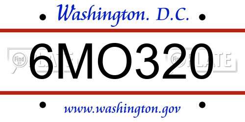 6MO320 District Of Columbia License Plate