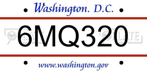 6MQ320 District Of Columbia License Plate