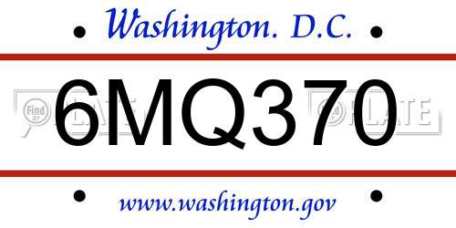 6MQ370 District Of Columbia License Plate