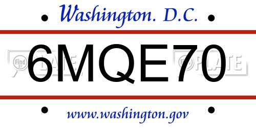 6MQE70 District Of Columbia License Plate
