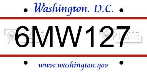 6MW127 District Of Columbia License Plate