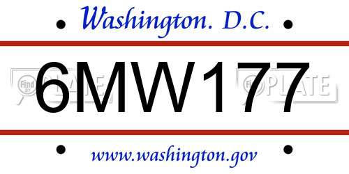6MW177 District Of Columbia License Plate