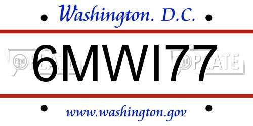 6MWI77 District Of Columbia License Plate