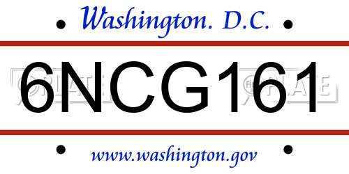 6NCG161 District Of Columbia License Plate