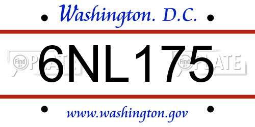6NL175 District Of Columbia License Plate
