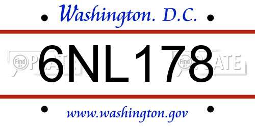 6NL178 District Of Columbia License Plate