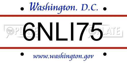 6NLI75 District Of Columbia License Plate