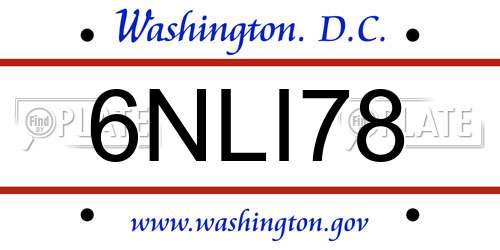 6NLI78 District Of Columbia License Plate