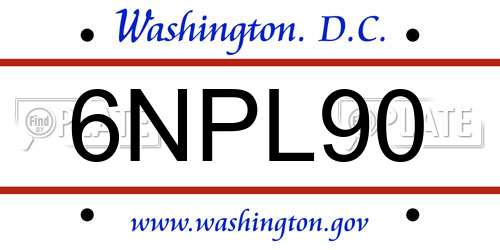 6NPL90 District Of Columbia License Plate