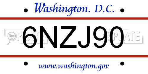 6NZJ90 District Of Columbia License Plate