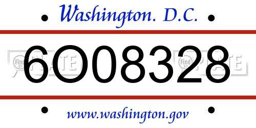 6O08328 District Of Columbia License Plate