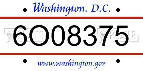 6O08375 District Of Columbia License Plate