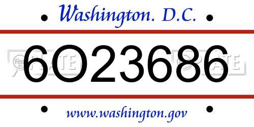 6O23686 District Of Columbia License Plate
