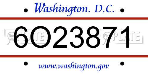 6O23871 District Of Columbia License Plate