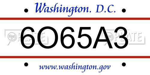 6O65A3 District Of Columbia License Plate