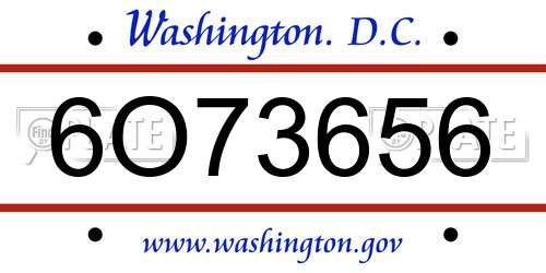 6O73656 District Of Columbia License Plate