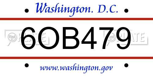 6OB479 District Of Columbia License Plate