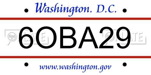 6OBA29 District Of Columbia License Plate