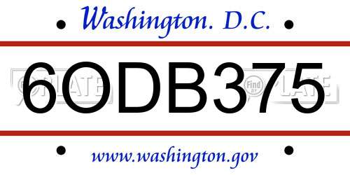 6ODB375 District Of Columbia License Plate
