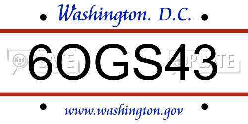 6OGS43 District Of Columbia License Plate