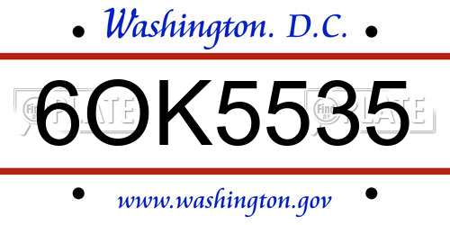 6OK5535 District Of Columbia License Plate