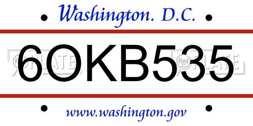 6OKB535 District Of Columbia License Plate