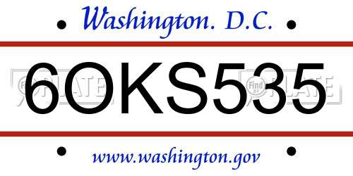 6OKS535 District Of Columbia License Plate
