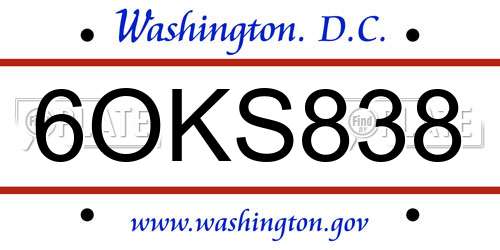 6OKS838 District Of Columbia License Plate