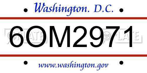 6OM2971 District Of Columbia License Plate