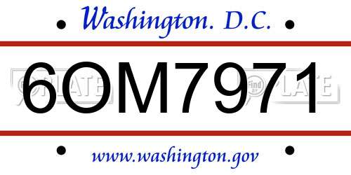 6OM7971 District Of Columbia License Plate