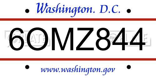 6OMZ844 District Of Columbia License Plate