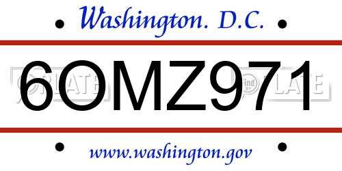 6OMZ971 District Of Columbia License Plate